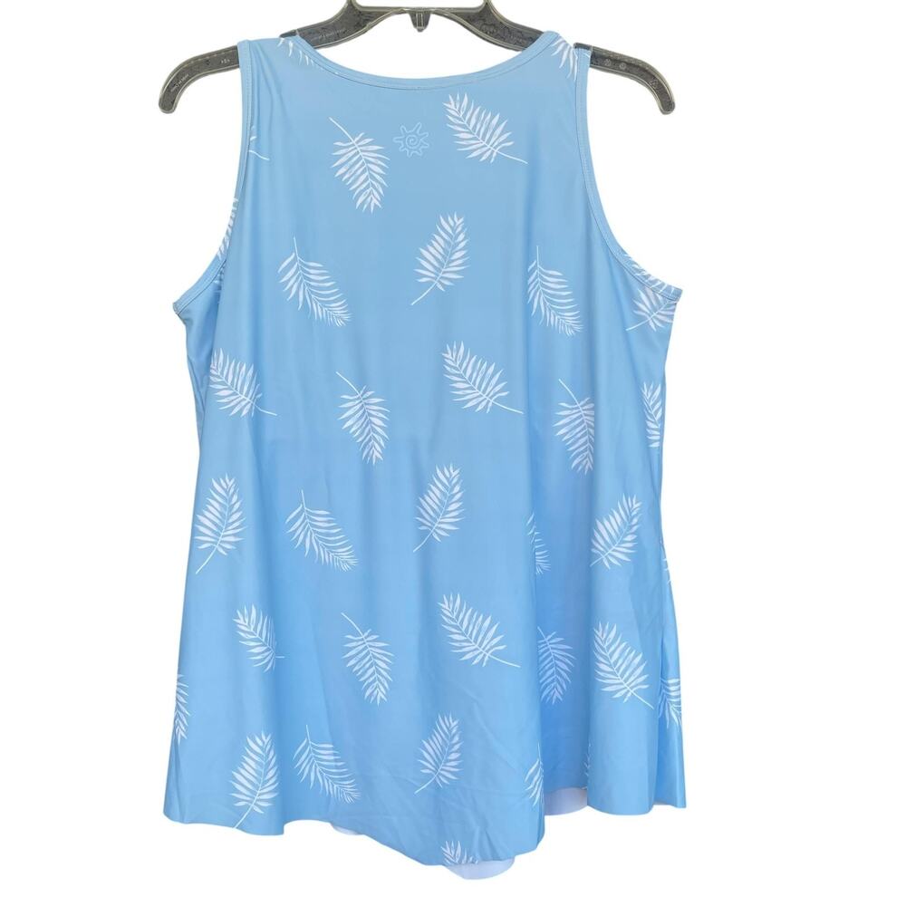 UV Skinz Tank Top Womens XL Blue UPF 50+ Sunwear V-Neck Lined Palm Print - Picture 2 of 13